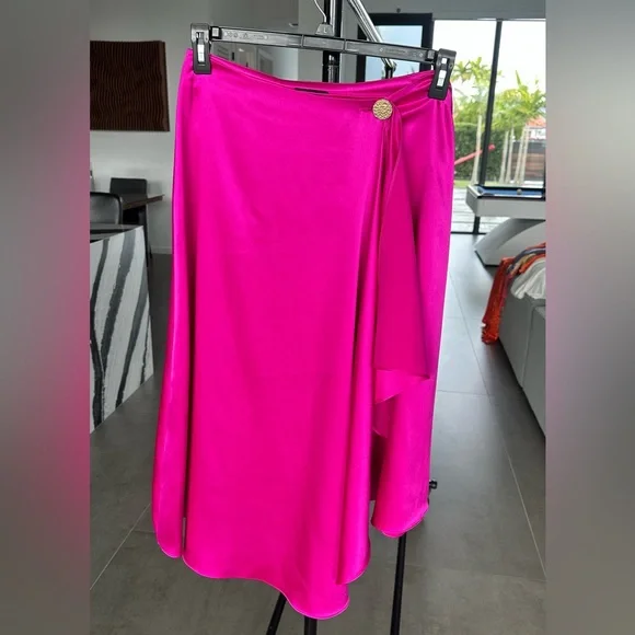 Topshop Fuchsia Satin Skirt - Picture 4 of 9